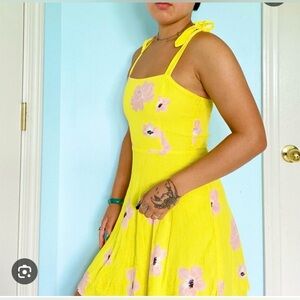 Zara Yellow Dress with Pink Fowers